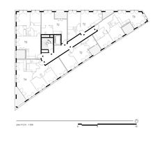 the floor plan for an office building with two floors and one room on each side