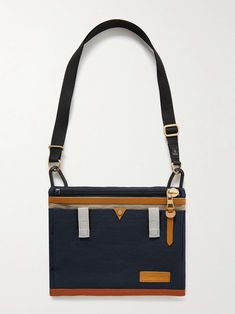 Shop MASTER-PIECE Link Leather-Trimmed Colour-Block Twill Messenger Bag, Explore the latest in-season MASTER-PIECE collection today on MR PORTER Messenger Bag For Men, Messenger Bag Men, Mr Porter, Blue Bags, Luxury Watches, Leather Trims, Messenger Bag, Color Blocking, Zip Pockets