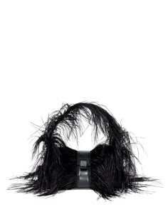 black ostrich feather leather trim foldover top adjustable shoulder strap main compartment internal zip-fastening pocket full lining Ostrich Feather Trim, Fringe Bags, Ostrich Feather, Ostrich Feathers, Black Shoulder Bag, Black Feathers, Leather Wraps, Flap Bag, Proenza Schouler