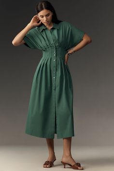 The Tobie Button-Front Pleated Shirt Dress by Exquise Pleated Shirt Dress, Pleated Shirt, Anthropologie Dress, Clothing And Shoes, Anthropologie, Shirt Dress, Shop Now