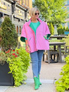 Details• Size : 41.3" X 29.1"• Material : 100% Polyester Trendy Green Outerwear, Green Spring Outerwear With Pockets, Trendy Pink Spring Outerwear, Trendy Green Spring Outerwear, Casual Pink Outerwear For Spring, Oversized Pink Outerwear For Spring, Cruise Wear, Line Shopping, Designer Jeans