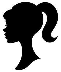 the silhouette of a woman's head with her hair in a ponytail and name stella