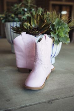 Pink Cowboy Boots: Something every Southern Girl needs in her wardrobe. Pink Cowboy Boots, Pink Cowboy, Baby Bears, T Strap Shoes, Lace Socks, Southern Girl, Girl Needs, Baby Deer, Pink Gingham