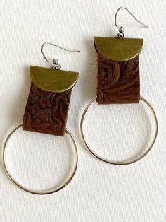 Reddish Brown Tone Leather single hoop earring, Chic Boho earrings, Brown Hoop Earrings For Gift, Brown Single Hoop Earring As Gift, Brown Small Hoop Earrings As Gift, Brown Hoop Earrings Gift, Brown Hoop Jewelry With Ear Wire, Brown Hoop Earrings With Ear Wire, Brown Small Hoop Earrings With Ear Wire, Brown Single Hoop Earring, Vintage Brown Earrings For Everyday