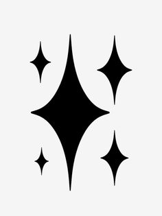 three black stars are shown in the shape of four different shapes on a white background