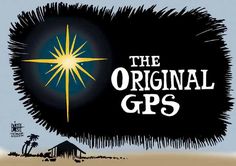 the original gps logo with an image of a star above it and palm trees in the background