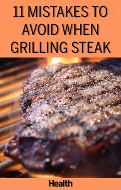 steak cooking on the grill with text overlay