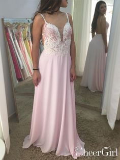 Plunging V Neck Match Colored Pearls Bodice Pink Chiffon Bridesmaid Dresses ARD2509-SheerGirl Pink Chiffon Bridesmaid Dresses, Prom Dresses For Plus Size, Dresses For Bridesmaid, Long Prom Dresses Cheap, Flowy Prom Dresses, Prom Dress 2022, Yellow Prom Dresses, Long Sleeve Prom Dress, Dresses For Plus Size