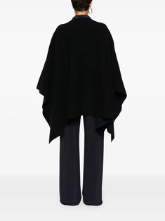 JIL SANDER Felted Wool Blend Cape - Black | Editorialist Cape Designs, Felted Wool, Jil Sander, Sanders, Asymmetric Hem, Boat Neck, Wool Felt, Wool Blend, Cape