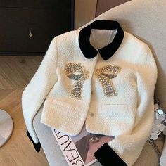 Beige Short Coat, Chanel Style Jacket, Tweed Jackets, Womens Tweed Jacket, Fall Blazer, Patchwork Coat, Tweed Coat, Long Sleeves Coats, Quilted Coat