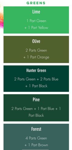 the color chart for different shades of green