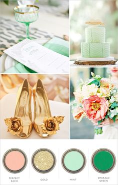 wedding color palettes with gold and green