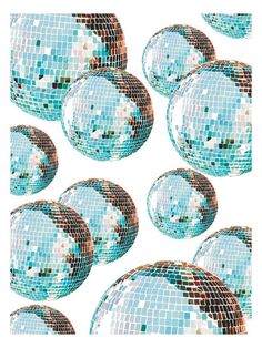 many shiny disco balls are arranged together