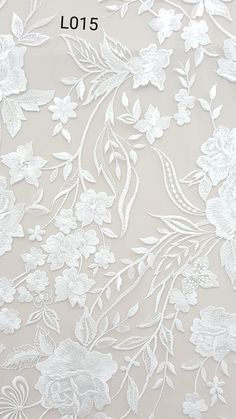 white floral lace fabric with flowers on it