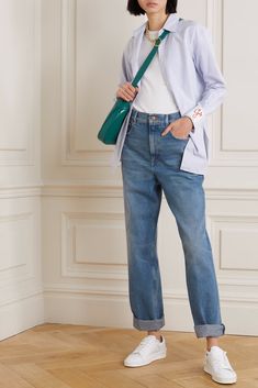 Mid denim Kim high-rise boyfriend jeans | GOLDEN GOOSE | NET-A-PORTER Boyfriend Jeans Cropped, Shea Mcgee Jeans, Hemed Jeans, Mom Jeans Office, What Are Boyfriend Jeans, Boyfriend Jeans Outfit, High Rise Boyfriend Jeans, Designer Jeans For Women, England Trip