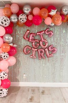 Disco Cowgirl Nashville Bachelorette, Cowgirl Theme Hens Party, Let’s Go Girl’s Bachelorette, Bachelorette Party Balloon Arch, Disco Cowgirl Hens, Bachelorette Party Disco Cowgirl, Western Cowgirl Bachelorette, Disco Cowgirl Bridal Shower Ideas, Hen Do Cowgirl