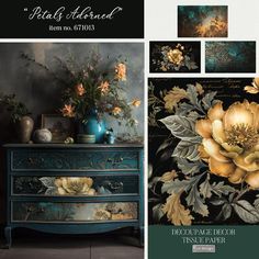 an image of a dresser with flowers on it