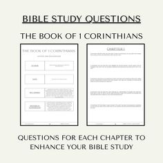 the book of corinhans questions for each charter to enhance your bible study