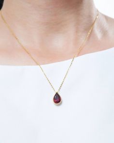 Pear-cut Red Garnet Bezel Pendant in 14K Yellow Gold | AME Jewellery Dainty Red Formal Jewelry, Dainty Red Jewelry For Formal Occasions, Red Dainty Jewelry For Formal Occasions, Bezel Pendant, Red Garnet, Pear Cut, Garnet, Pear, Yellow Gold