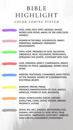 the bible's color code is shown in this image