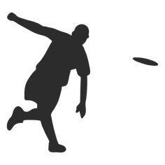 a silhouette of a man catching a frisbee