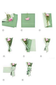 instructions to make an origami flower bouquet