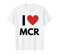 i love mcr t - shirt with red heart and black letters on the chest