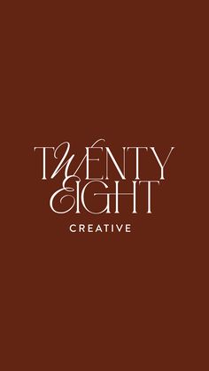 the twenty eight creative logo is shown on a brown background with white lettering that reads twenty eight creative