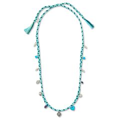 Brand New W Tags. Effortlessly Complement Your Unique Style With This Lucky Brand Charm Necklace Featuring Stunning Stones Peppered Along A Braided Cord Turquoise; Amazonite Set In Silver-Tone Mixed Metal; Reconstituted Stone; Gemstone; Cotton Thread Approx. Adjustable Length: 31" Slide Closure Blue Lariat Jewelry For Beach, Blue Lariat Necklace For Beach, Lucky Brand Jewelry, Brand Jewelry, Mixed Metals, Cotton Thread, Lucky Brand, Charm Necklace, Unique Style