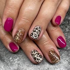 Winter Leopard Nails, Cheetah Valentines Nails, Cheetah Nail Ideas, Cheetah Print Nails Fall, Lepord Nails Designs, Spring Leopard Nails, Colorful Cheetah Print Nails, Short Leopard Nails, Pepper Nails