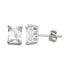 Adorned with eye-catching, emerald-cut center stones, these sterling silver Contessa Di Capri stud earrings are a beautiful accent to your wardrobe. Adorned with eye-catching, emerald-cut center stones, these sterling silver Contessa Di Capri stud earrings are a beautiful accent to your wardrobe. Backings: post Nickel free Metal: sterling silver Plating: rhodium Finish: polished Packaging: boxedSTONE DETAILS Stone type: cubic zirconia Shape: octagon Setting: prong Gemstones may have been treated Silver Rectangular Cubic Zirconia Earrings, Formal Silver Diamond Earrings, Emerald Cut, Silver Emerald Cut Diamond Earrings For Formal Occasions, Formal Silver Emerald Cut Diamond Earrings, Sterling Silver Rectangular Earrings With Diamond Accents, Rectangular Sterling Silver Earrings With Diamond Accents, Silver Octagon Earrings With Diamond Accents, Octagon Cubic Zirconia Earrings For Anniversary, Cubic Zirconia Octagon Earrings For Anniversary