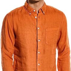 Gorgeous Billy Reid Long-Sleeve Linen Shirt In "Burnt Orange"-- Perfect For Summer! -100% Linen -Button-Down Collar -1 Chest Pocket -Mother-Of-Pearl Buttons -Standard Fit -New W/ Tags Casual Orange Shirt With Spread Collar, Shirt With Button Closure And Spread Collar, Solid Color Shirt With Button Closure And Spread Collar, Orange Button Closure Shirt For Work, Casual Shirt With Button Cuffs And Spread Collar, Casual Collar Linen Shirt With Buttons, Solid Shirt With Spread Collar And Button Closure, Casual Collar Shirt With Button Closure And Relaxed Fit, Long Sleeve Shirt With Button Cuffs For Casual Gatherings