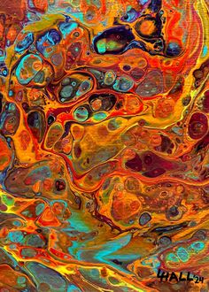 an abstract painting with lots of different colors