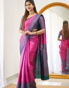 https://tinyurl.com/ywenuxju Yellow Silk Blend Saree Rich Pink Border Pallu (Saree Length: 5.5 Meter, Blouse Piece Length: 0.80 Meter) SKU: BSA5038 Color: Yellow Size Saree: 5.5 Meter Blouse 0.8 Meter Fabric Saree - Silk Blend Blouse - Silk Blend Color Variation : Color may be vary due to Lighting, Flash Lighting, Display and Resolution settings. Tamil Girls Saree Look, Contrast Blouses For Silk Sarees, Saree Model, Formal Saree, Saree Party Wear, Usa Women, Fancy Sarees Party Wear