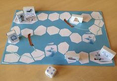 a board game with dices on the table