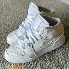 Like New Condition, Only Worn Once. No Box Mid Sneakers, Nike Fashion Shoes, Shoes Nike Air, Nike Air Jordan 1 Mid, Nike Air Jordan 1, Nike Fashion, Air Jordan 1 Mid, Nike White, Jordan 1 Mid