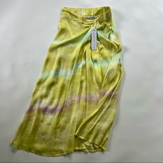 Gorgeous Long Satin Skirt By Young Fabulous Broke. Fitted Yellow Lined Maxi Skirt, Yellow Long Skirt For Summer, Yellow Flowy Lined Skirt, Yellow Flowy Long Skirt, Yellow Relaxed Maxi Skirt For Spring, Spring Yellow Maxi Skirt, Yellow Relaxed Fit Maxi Skirt For Spring, Yellow Lined Maxi Skirt For Summer, Yellow Relaxed Midi Skirt