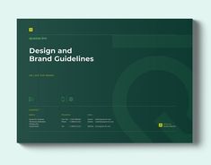 a green brochure with the title design and brand guidelines