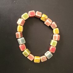 Colorful Ceramic Square Beaded Bracelet. Bracelet Is Strung On Elastic Cord. One Size Fits Most. Nwt Casual Multicolor Beaded Bracelets For Everyday, Casual Multicolor Stretch Bracelet For Everyday, Everyday Yellow Stretch Bracelet With Round Beads, Ceramic Beads Bracelet, Ceramic Square, Colorful Bracelet, Colorful Ceramics, Square Bead, Ceramic Beads