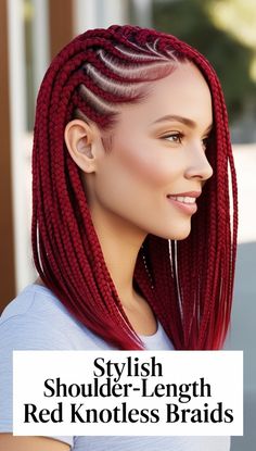 Chic Boho Knotless Braids with Red Highlights Ideas! Knotless Braids With Red Highlights, Braids With Red Highlights, Hairstyle Aesthetic Girl, Fulani Braids Hairstyles With Color, Red Boho Braids, Braids With Red, Knotless Braids Red, Braids Red, Latest Hair Braids