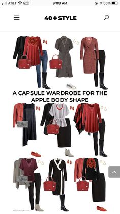 Winter Outfits For Apple Shaped Women, Apple Shape Business Casual Outfits, Capsule Wardrobe Apple Body Shape, Apple Shape Capsule Wardrobe, Apple Shape Outfits Over 40, Apple Shape Outfits Plus Size