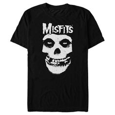 Celebrate the legendary horror-punk band and pop culture icons, The Original Misfits with officially licensed apparel featuring the classic "Fiend Skull" and more! This Men's Misfits Classic Fiend Skull Logo Graphic T-Shirt features a large black and white graphic of the Misfits Fiend Skull mascot and logo across the front. Rock out to the genre-defining Misfits in ultimate style with these fun new tees for everyone! Halloween Band Logo T-shirt For Streetwear, Halloween Band Merch T-shirt With Logo Print, Halloween Streetwear T-shirt With Band Logo, Halloween Grunge Logo Print T-shirt, Halloween Grunge T-shirt With Logo Print, Halloween Band Logo T-shirt Crew Neck, Halloween Crew Neck Tops With Band Logo, Halloween Band Logo T-shirt For Fans, Halloween Band Merch Tops With Band Logo