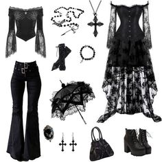 Trad Goth Outfits Aesthetic, Gothcore Clothes, Gothic Outfit Ideas For School, Gothic Outfits Ideas, Romantic Goth Outfits Aesthetic, Romantic Gothic Outfits, Goth Outfits Female, Gothic Looks Outfits, Goth Inspo Outfits