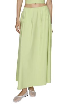 Flowy and flared, this lightweight, cotton-rich skirt will anchor your look with polish. Hidden back-zip closure Side-seam pockets 82% cotton, 15% polyamide, 3% lyocell Machine wash, line dry Made in Turkey Solid Color Cotton Flowy Pleated Skirt, Solid Color Cotton Pleated Skirt, Flowy, Solid Cotton Flowy Pleated Skirt, Spring Cotton Maxi Skirt For Work, Chic Solid Cotton Maxi Skirt, Cotton Voluminous Maxi Skirt For Work, Cotton Maxi Skirt For Summer Workwear, Cotton Maxi Skirt With Pleated Waist, Cotton Workwear Maxi Skirt With Gathered Detail