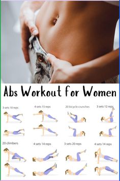 the abs workout for women poster shows how to do an absorption on her stomach