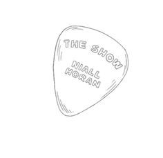 the show logo on top of a guitar pick