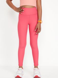 elasticized waistband high-rise light-reflecting logo at back sits high on waist fitted through hip and thigh skinny 7/8-length leg hits just above anklemachine wash according to the care instruction label Leggings For Girls, Perfect Leggings, Performance Leggings, Girls High, Family Pajamas, Pink Leggings, Active Wear Leggings, Gift For Kids, Toddler Boys