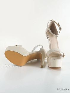 Lasaky - Womens Elegant Platform Sandals with Open Toe, Sky High Heel, and Ankle Strap - Stylish and Chic High Heel Sandal Shoes White Stiletto Heels, Heel Sandals For Women, White Stilettos, Chic High Heels, Nude High Heels, Elegant High Heels, Open Toe High Heels, High Design, Sandal Shoes