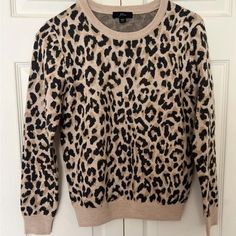 J.Crew Animal Print Merino Wool Women's Crewneck Pullover Sweater Xxs Nwot $128 Leopard Print Color Looks Great Not Tacky Or Cheap Looking. Nice Quality. Cute And Classic Sweater, Goes With Dress Or High Waisted Pants, Or A Shirt Underneath, Versatile. Fabric Comfortable No Itchiness! New Without Tag I Have Too Many Sweaters, My Loss Is Your Gain Comes From A Smoke Free Pet Free Home Cheap Versatile Crew Neck T-shirt, Winter Leopard Print Long Sleeve Sweater, Leopard Print Long Sleeve Winter Sweater, Leopard Print Long Sleeve Sweater For Winter, Long Sleeve Leopard Print Winter Sweater, Winter Leopard Print Crew Neck Sweater, Leopard Print Long Sleeve Sweater, Trendy Leopard Print Crew Neck Sweater, Fitted Fall Sweatshirt