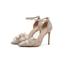 Upper Material: GREAT Category: Strap Sandals Toe Shape: Pointed Toe Style: Europe and America Sole material: Rubber Lining Material: PU Wearing Style: Buckle Bow High Heels, Bow Wedding, Cloth Brand, Silver Party, Bridal Heels, Wedding Bows, Wearing Style, Ankle Wrap, Fashion Sandals